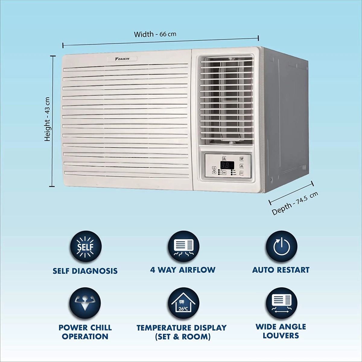 Daikin 1.5 Ton 5 Star Dust Filter Window AC (Copper, FRWF50TV162, White)
