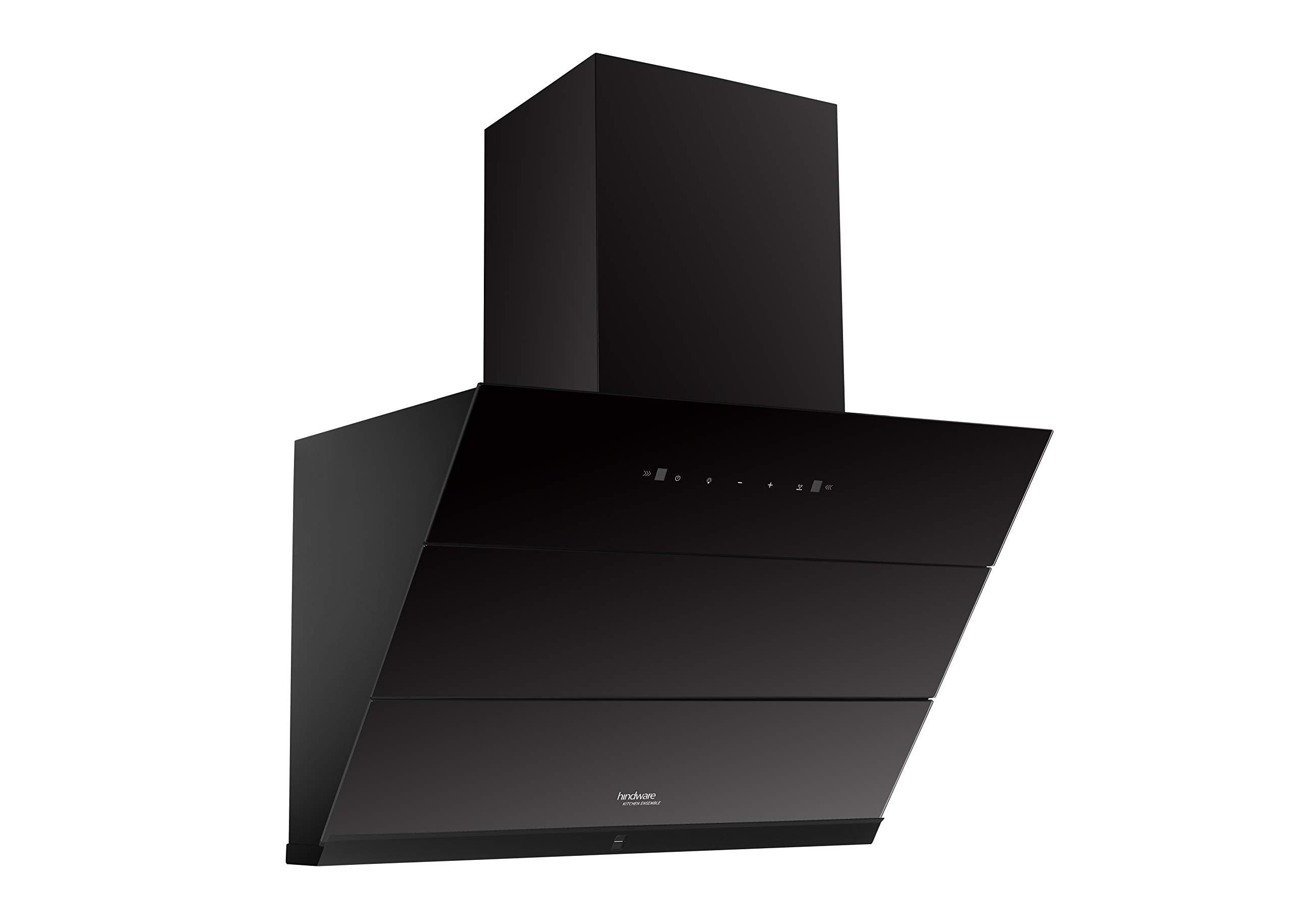 Hindware Smart Appliances Greta Autoclean Inclined glass chimney 75CM comes with fully Touch control, motion sensor chimney (1350 m³/hr Black)