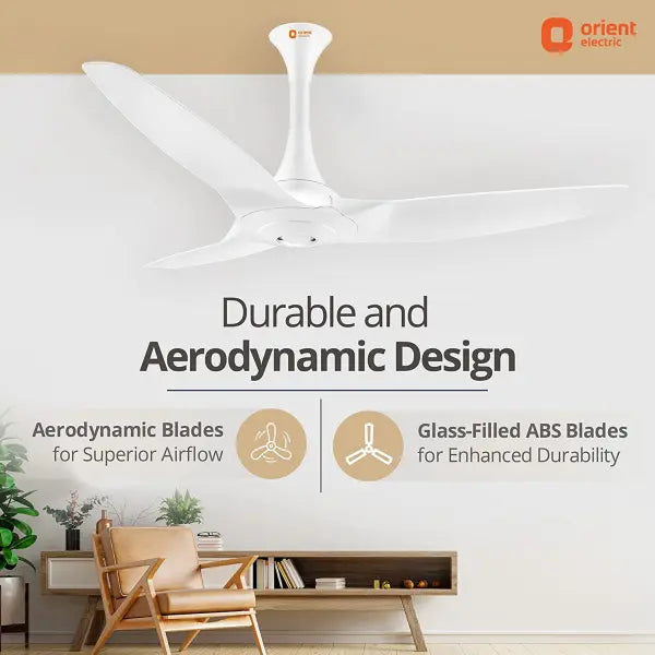 Orient Electric Aeroquiet Noiseless Premium Ceiling Fan 48 inch 1230 mm White