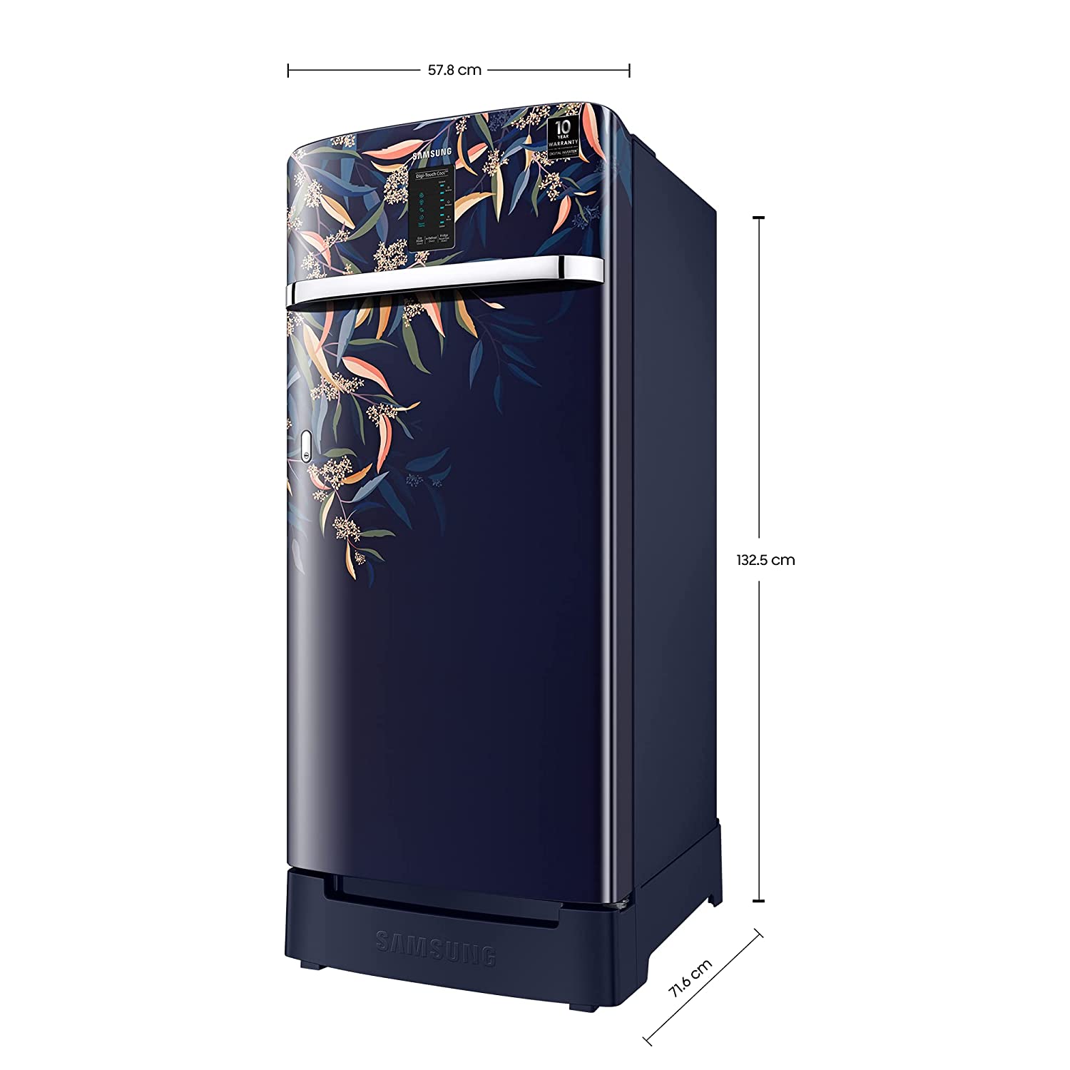 Samsung 198 L 3 Star Inverter Direct cool Single Door Refrigerator (RR21A2F2YTU/HL, Digi-Touch Cool, Base Stand with Drawer, Delight Indigo, Blue, 2022 Model)