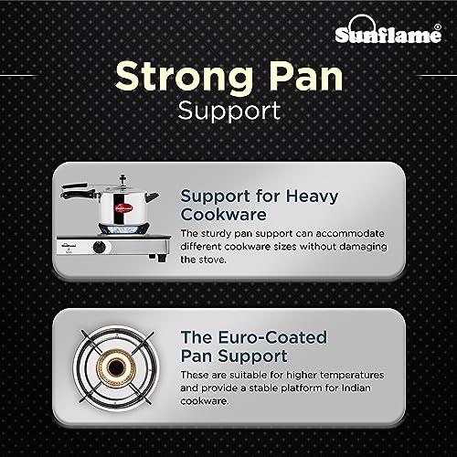 Sunflame Crystal Nova 2 Burner Gas Stove | Dual Drip Trays | 1 Jumbo and 1 Small Brass Burners | 2 Year Product Coverage by Sunflame | Manual Ignition | Toughened Glass Top | PAN India Presen