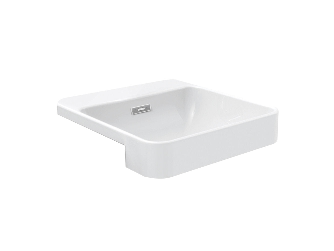 kohler K-98930X-1-0 420mm square semi-recessed basin with single faucet hole in white