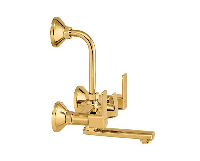 Cera F1005401FG Lustre Ruby French Gold Finish Quarter Turn Wall Mixer With 210 mm (8.5") Long Bend Pipe For Overhead Shower