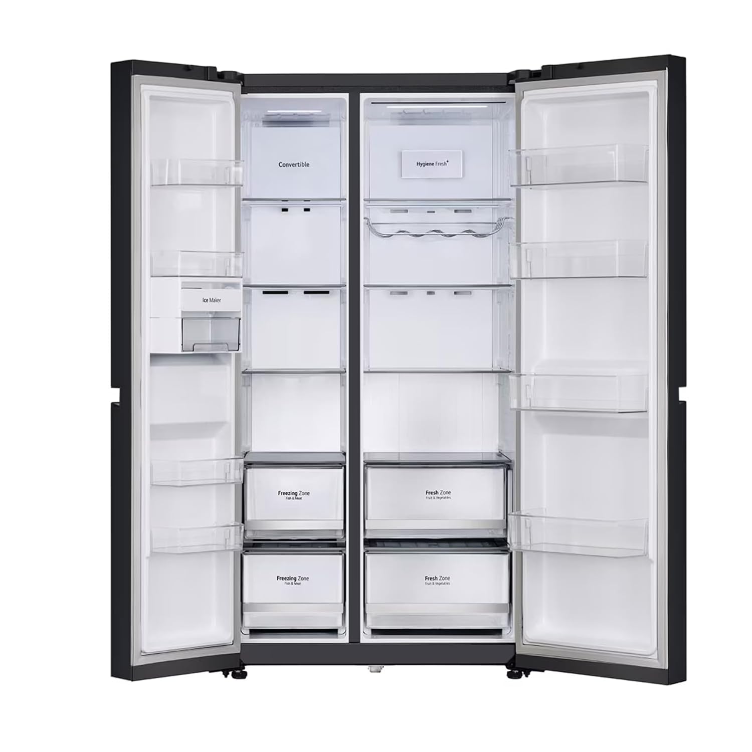 LG 650L Side by Side Fridge with DoorCooling, Smart Inverter - Black Mirror Finish (GLB257DBM3)