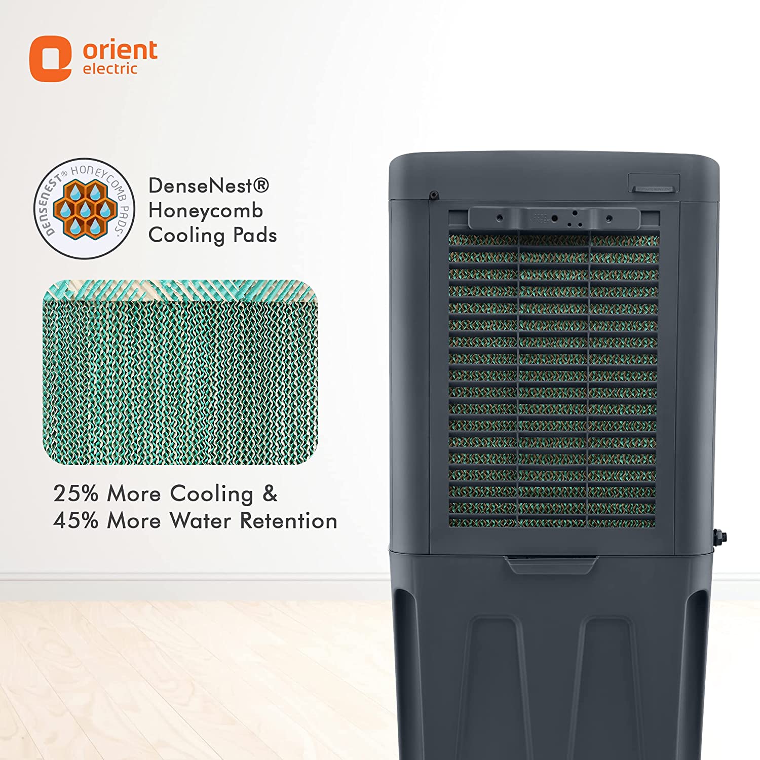 Orient Electric Ultimo 65L Desert Air Cooler with Densenest Honeycomb pads (Grey)