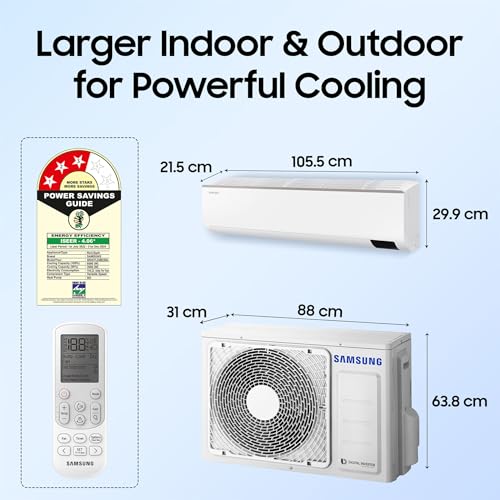 Samsung 2 Ton 3 Star Wi-fi Enabled Inverter Split AC (Copper, Convertible 5-in-1 Cooling Mode, Anti-bacterial Filter, 2023 Model AR24CYLZABE White)