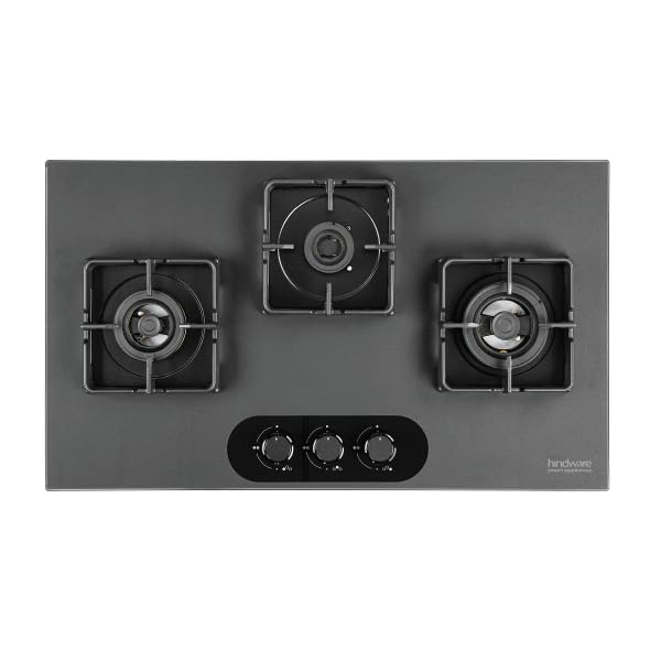 Hindware Ilaria 3B 78CM Hob | Built-in Hob w/ Flame Failure Device | Matt Black Frost Glass