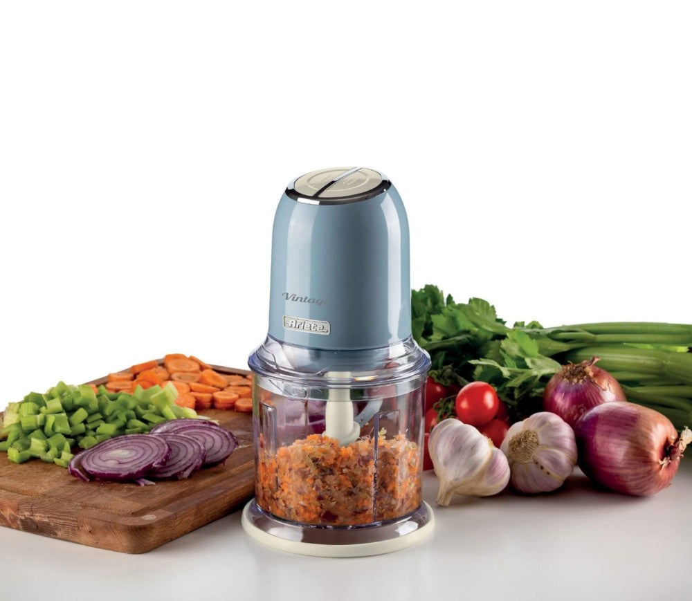 Ariete 438, Vintage chopper, ice crusher, 2 speeds, 4 stainless steel blades, 600 ml, 400 W, Blue