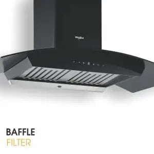 Whirlpool 90 cm 1100 m3/HR Auto-Clean Curved Glass Kitchen Chimney (CG 901 HAC HOOD, Baffle Filter, Touch Control, BK)