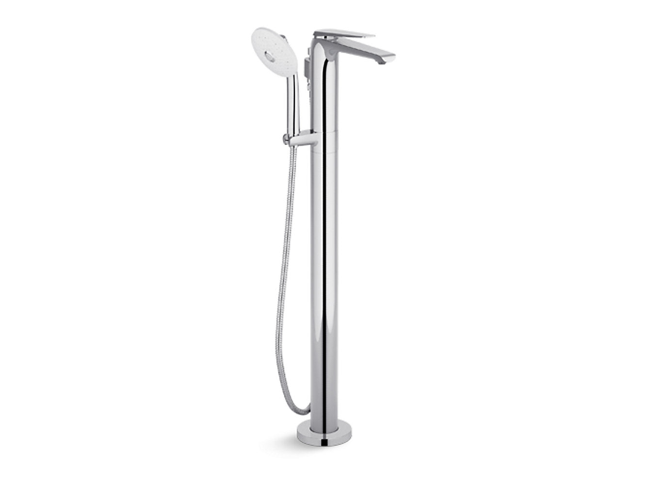 kohler K-97367T-B4-CP Floor mount bathtub filler with hand shower in polished chrome