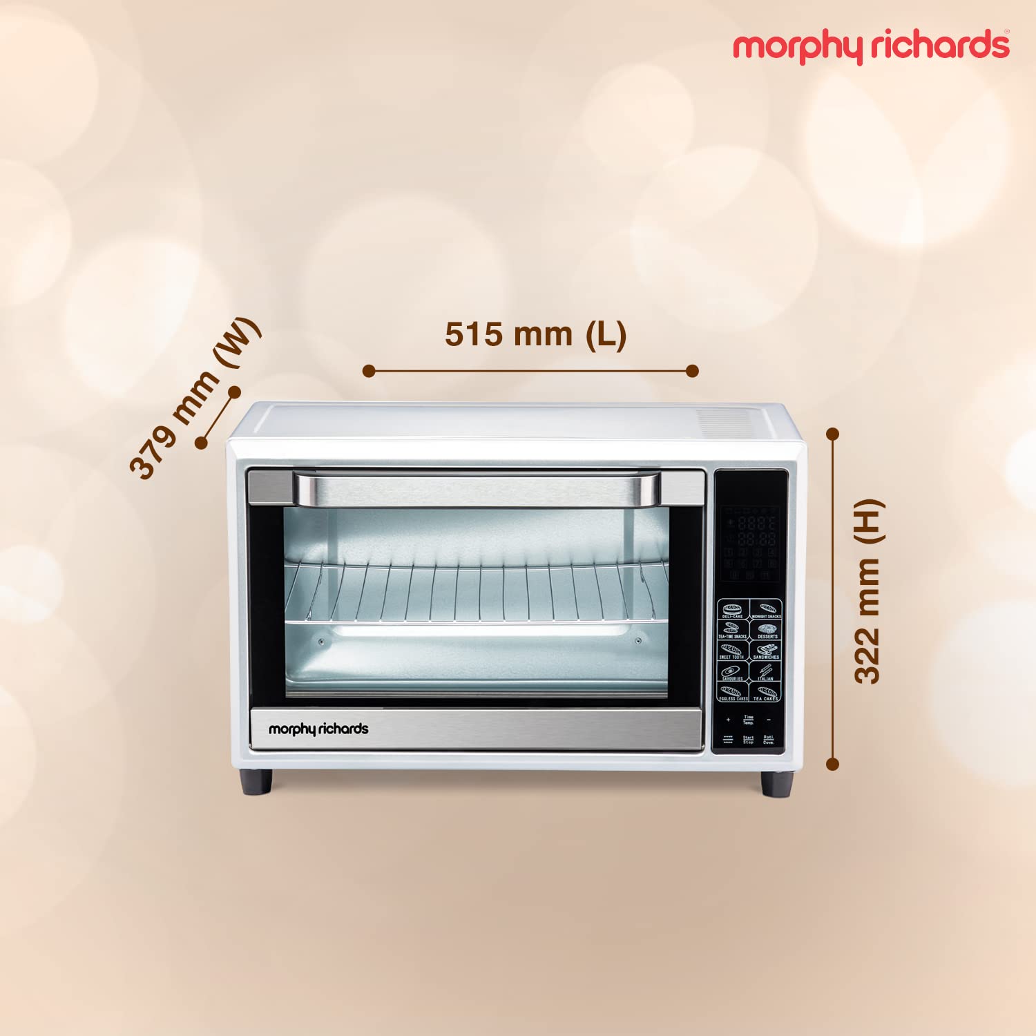 Morphy Richards 35SS DIGICHEF, 35 Liters Digital Oven Toaster Griller with Customized AUTOCOOK Modes, 59 PRE-Set MENUS, Silver, Regular