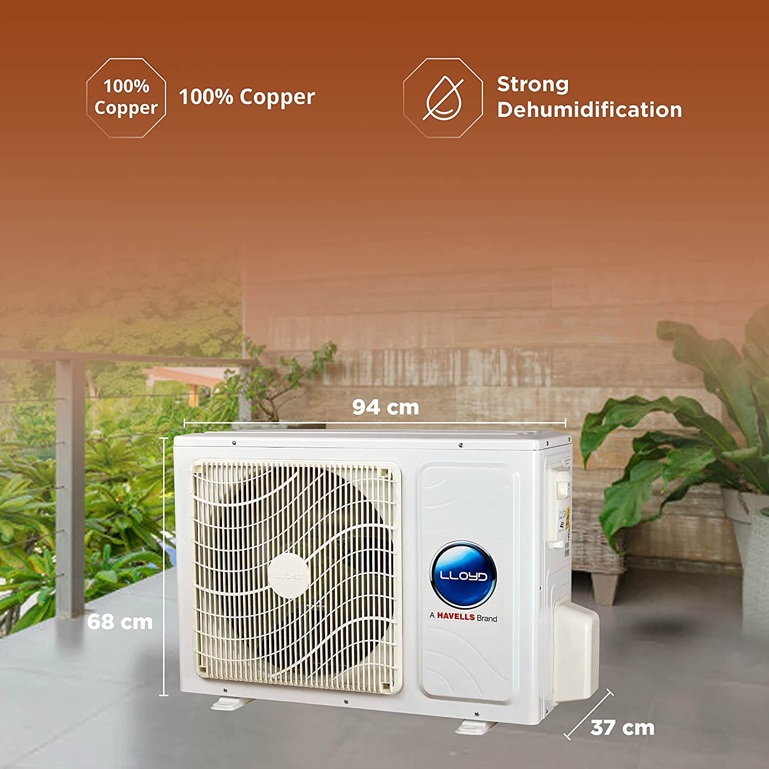 Lloyd 2.0 Ton 5 Star Inverter Split AC (5 in 1 Convertible, Copper, Anti-Viral + PM 2.5 Filter, 2023 Model, White with Golden Deco Strip, GLS24I5FWGEV)