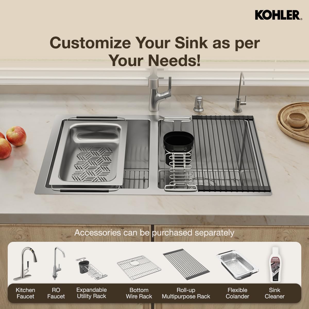 Kohler Kitchen Sink |1.2 mm Thick Stainless Steel Double Equal Bowl with SilentShield™|10" Deep, Round Corners for Easy Cleaning|30x18x10 inches, Brushed Matte Steel