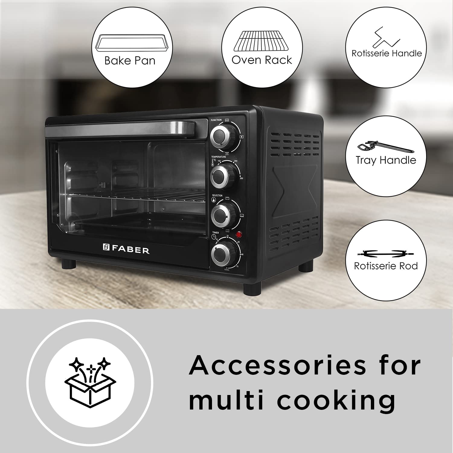 Faber FOTG BK 45 Liter (OVEN TOASTER GRILLER FOTG 45L,) Black, Medium