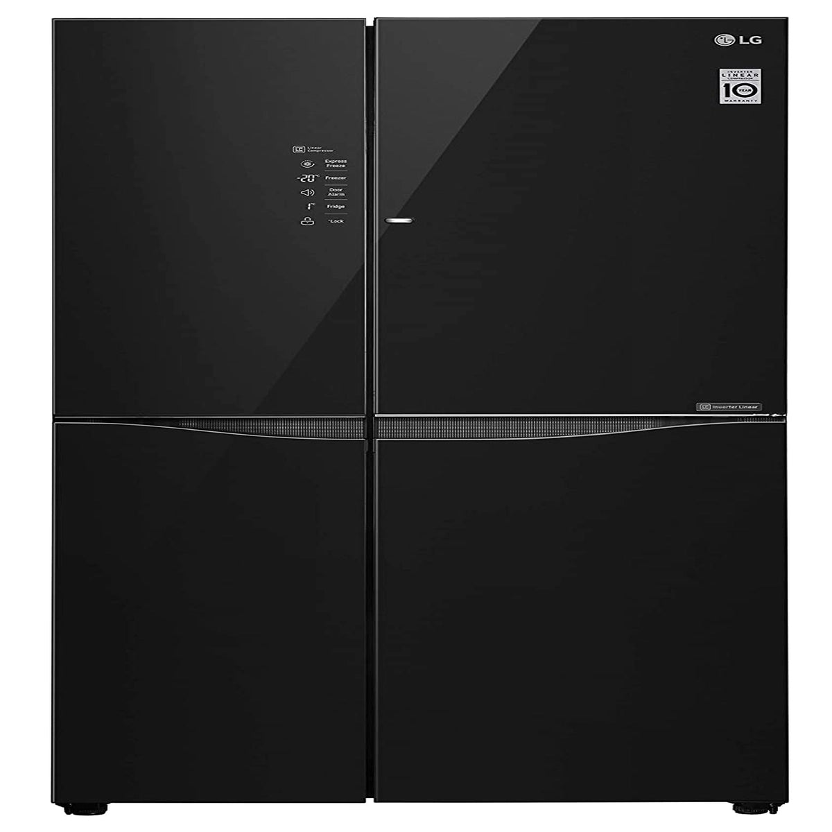 LG 679 L Side by Side Inverter Refrigerator (GC-M247UGBM, Black Glass)