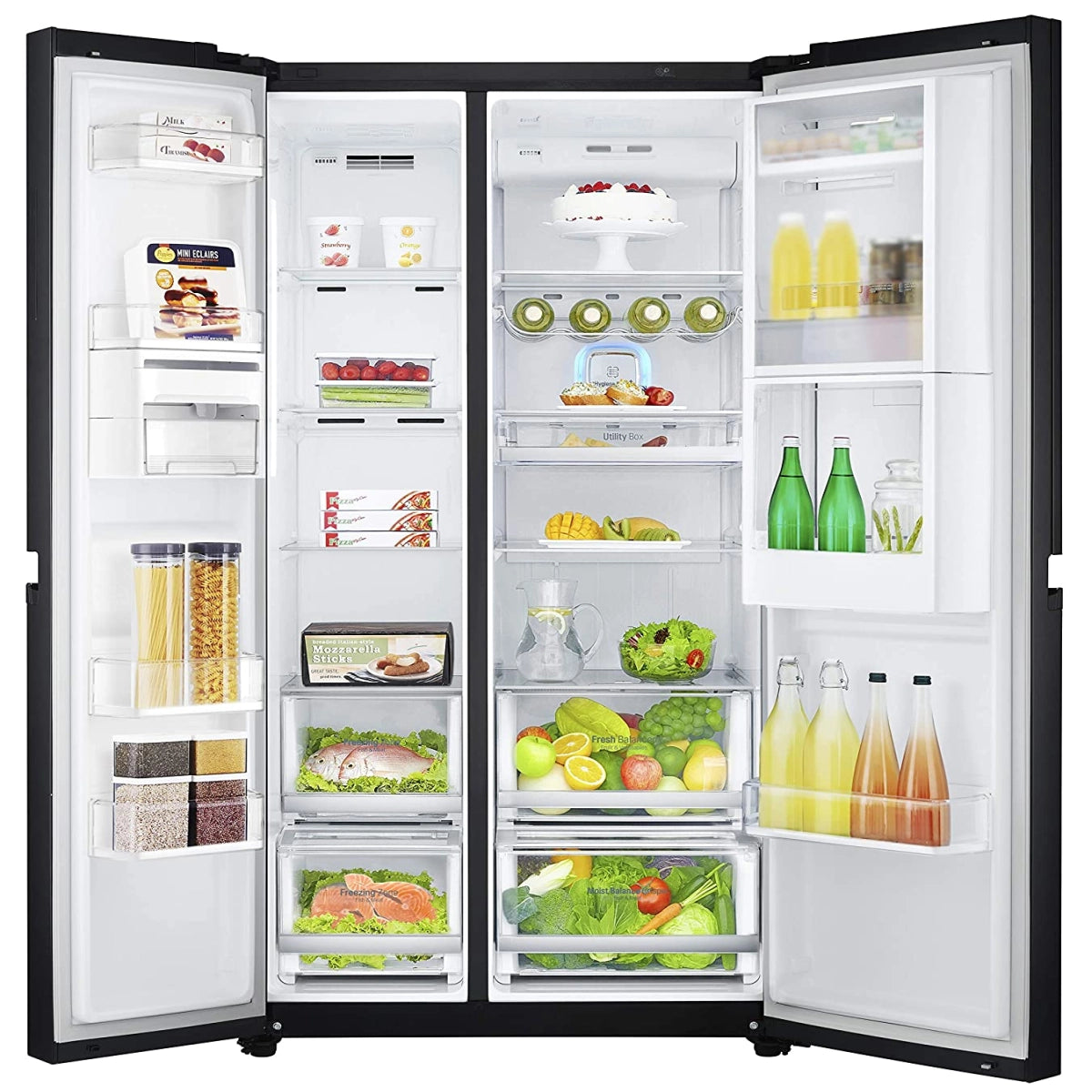 LG 679 L Side by Side Inverter Refrigerator (GC-M247UGBM, Black Glass)
