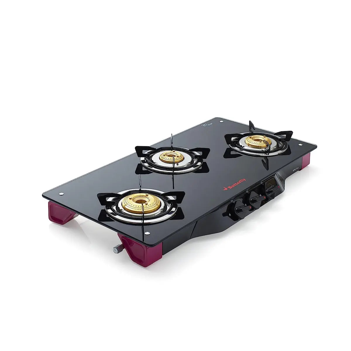 Butterfly Spectra Glass 3 Burner Gas Stove, Black/Pink, Manual
