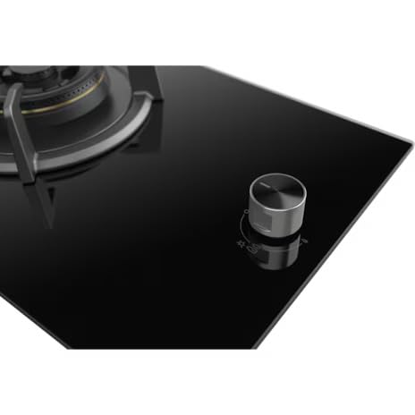 Close-up of the control knob and glass top of the Electrolux EHG3141BC gas hob
