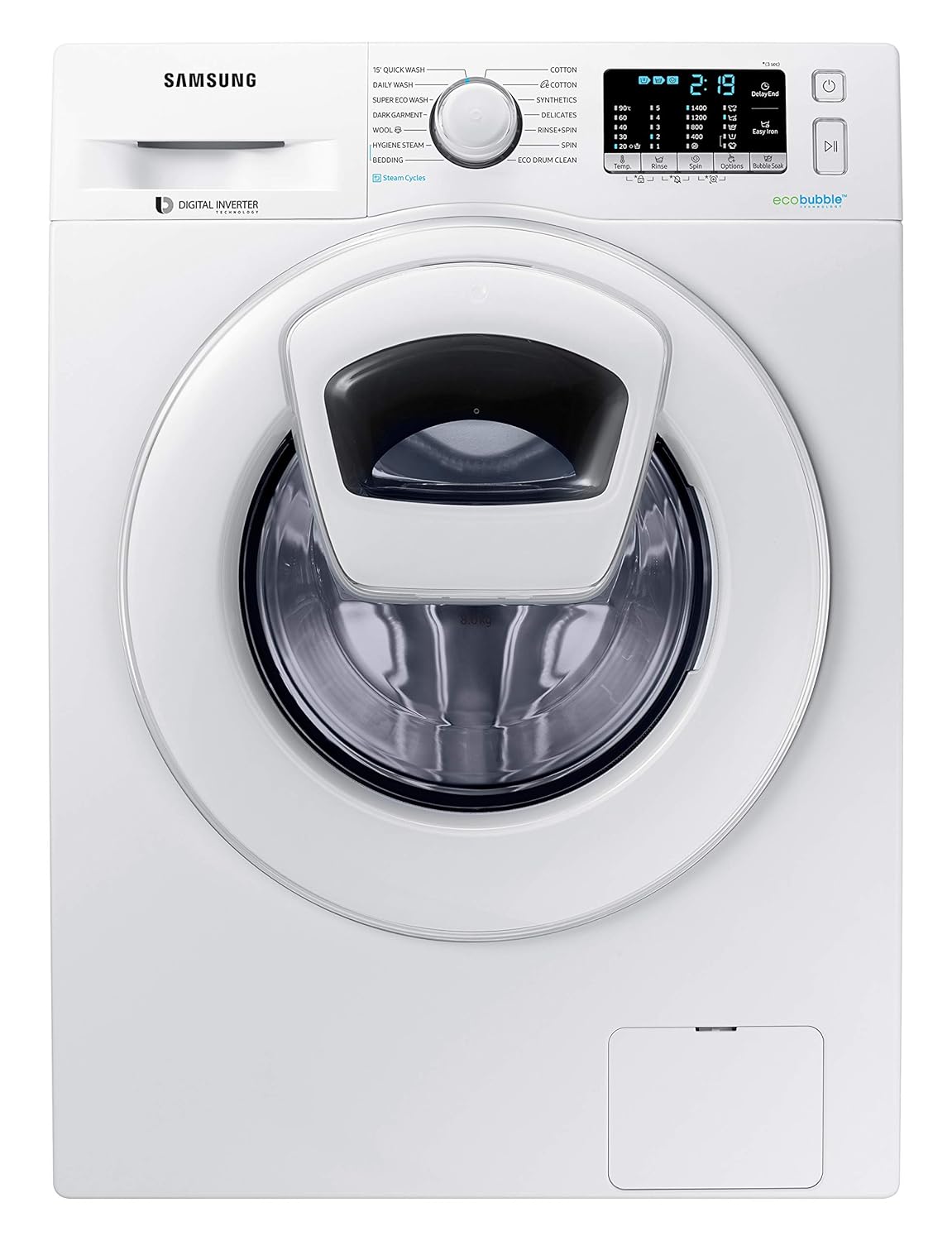 Samsung 8.0 Kg Inverter Front Load Washing Machine (WW81K54E0WW/TL, White) - Fully-Automatic, Energy Efficient