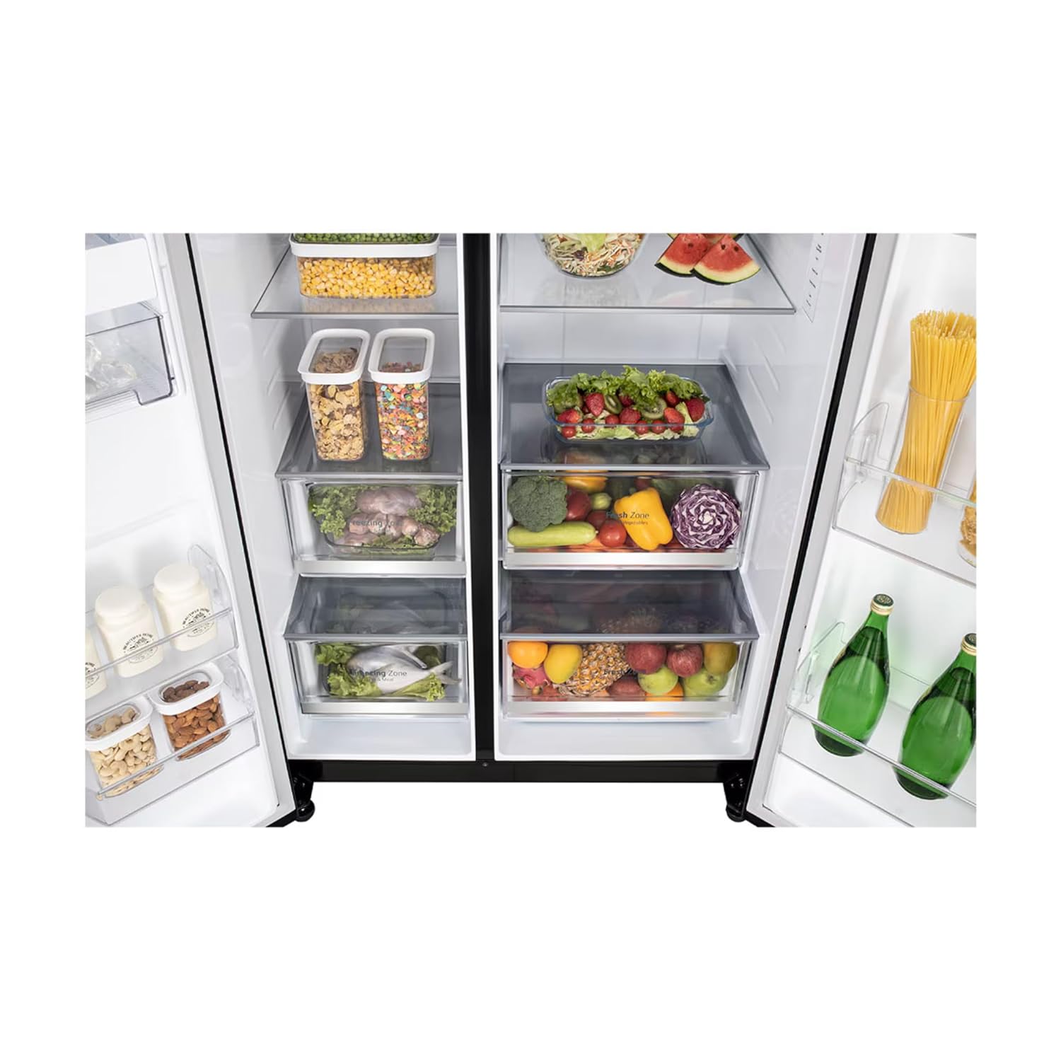 LG 650L Side by Side Fridge with DoorCooling, Smart Inverter - Black Mirror Finish (GLB257DBM3)