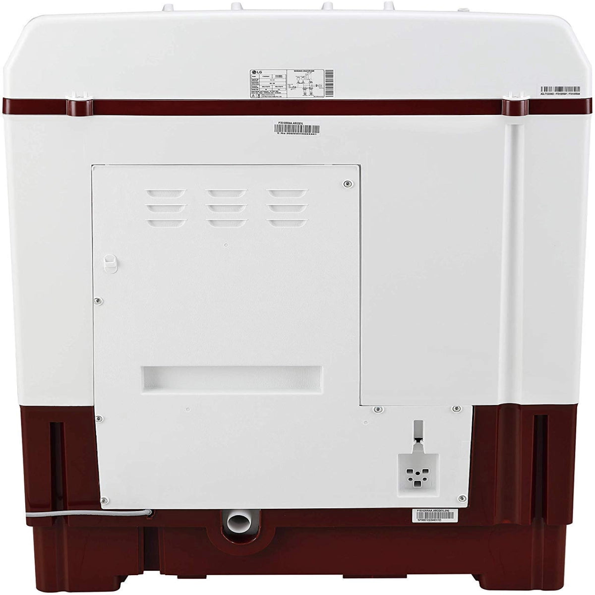 LG P7010RRAY Wash 7Kg and Spin 5.5 Kg, 4 Star, Rust Free Body, Roller Jet Pulsator, Wind Jet Dry, Color: Burgundy