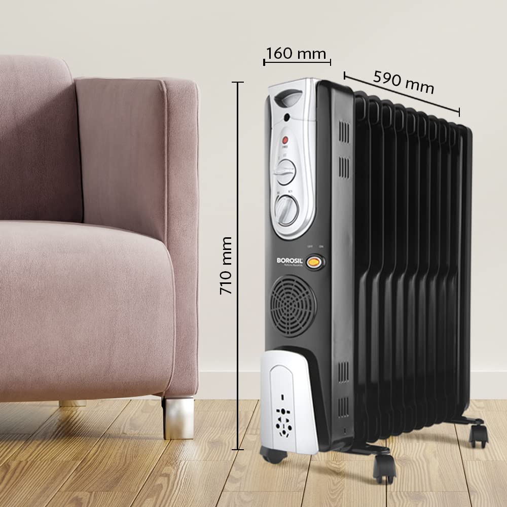 Borosil Volcano 11 Fin Room Heater 2900 Watts Black