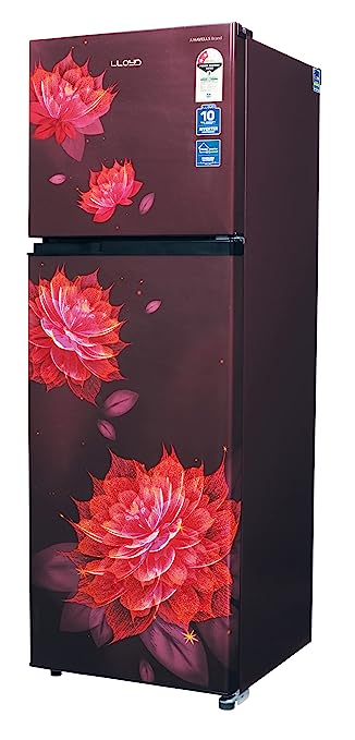 Havells-Lloyd Refrigerator Double Door 262L 3Star Inverter Sakura Red Toughened Glass/3N GLFF273ASRT1PB