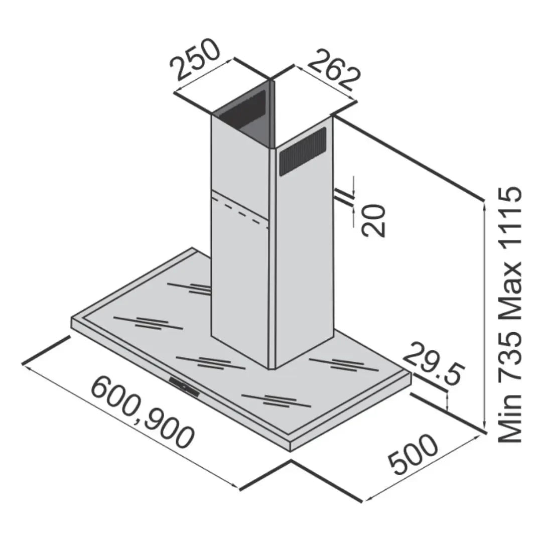 Carysil Chimney Blade Plus 90 cm