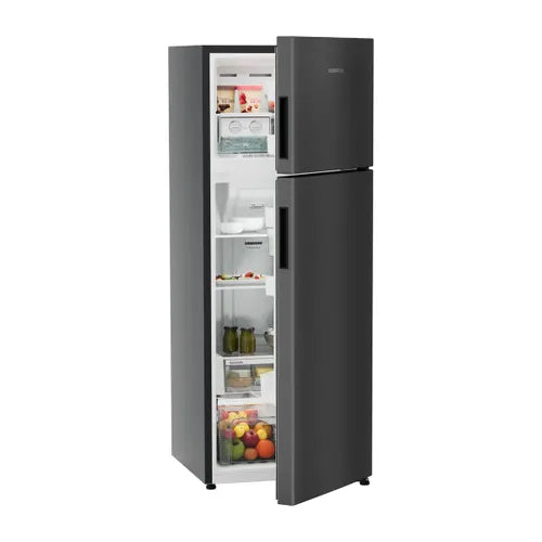 TCHbgB 2411 NoFrost Fridge-freezer: Grey Casing, Black Gloss Door, Multi-Perspective