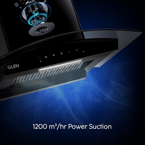 Glen 90 cm 1200 m3/hr Filterless Autoclean Kitchen Chimney with Brushless DC Motor & Inverter Technology (6071 BLDC BLCK 90.)