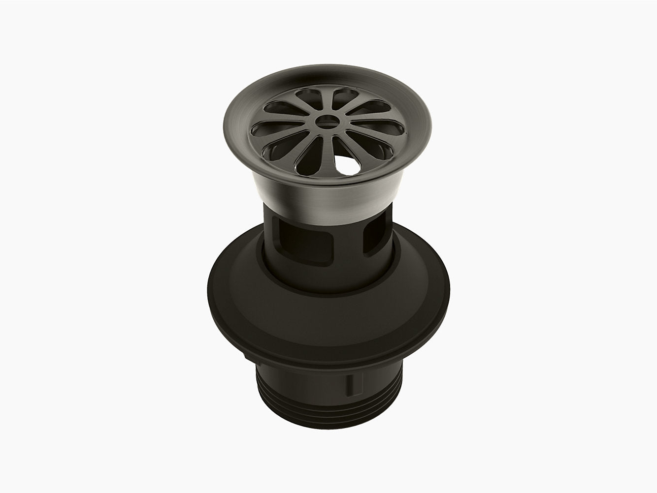 kohler K-45432IN-BN Grid drain with overflow hole in brushed nickel