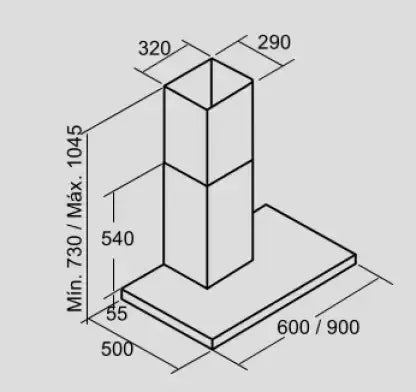 Cata S-PLUS 60 cm Stainless Steel Chimney