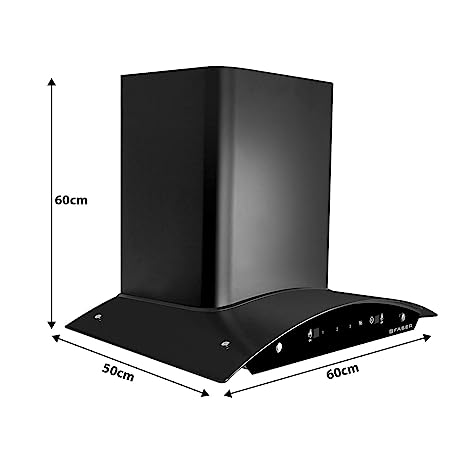 Faber 60 cm 1200 m³/hr Auto-Clean curved glass Kitchen Chimney (Hood Polo HC SC FL BK 60), Filterless technology, Touch & Gesture Control, Black)