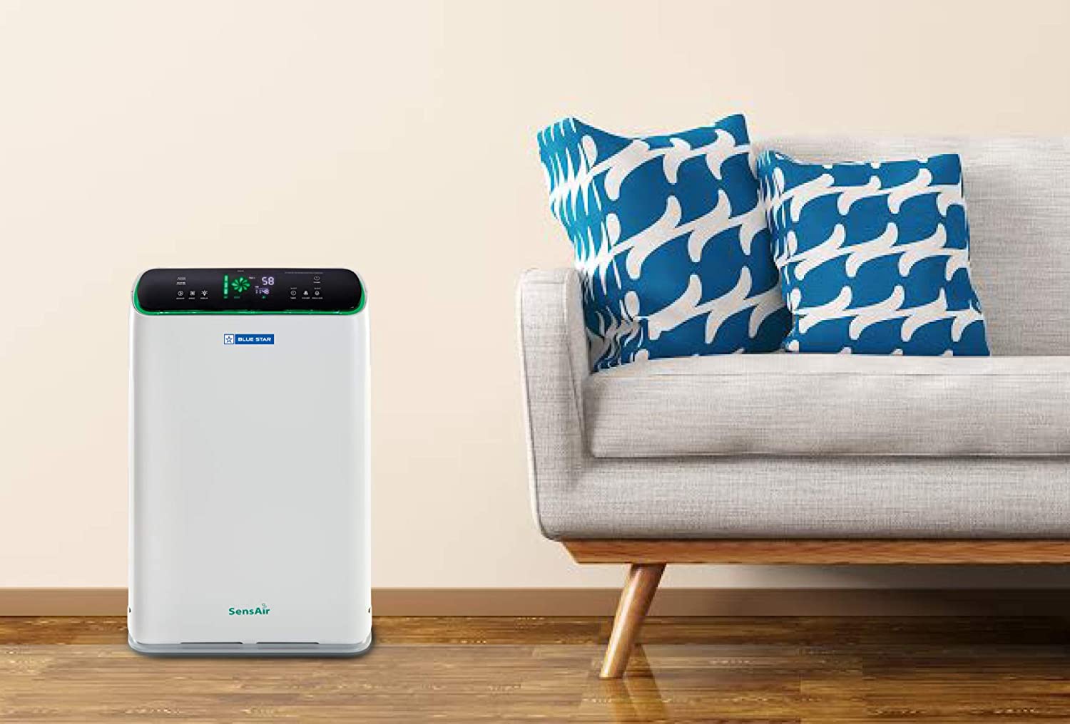 Blue Star Air Purifier BS-AP490LAN with UV Based Microbe Sterilize technology|removes 99.7% airborne viruses & bacteria|True HEPA 13 Filter|Active Carbon|Ionizer| 915 CMH|900 Sq. Ft. Coverage Area|