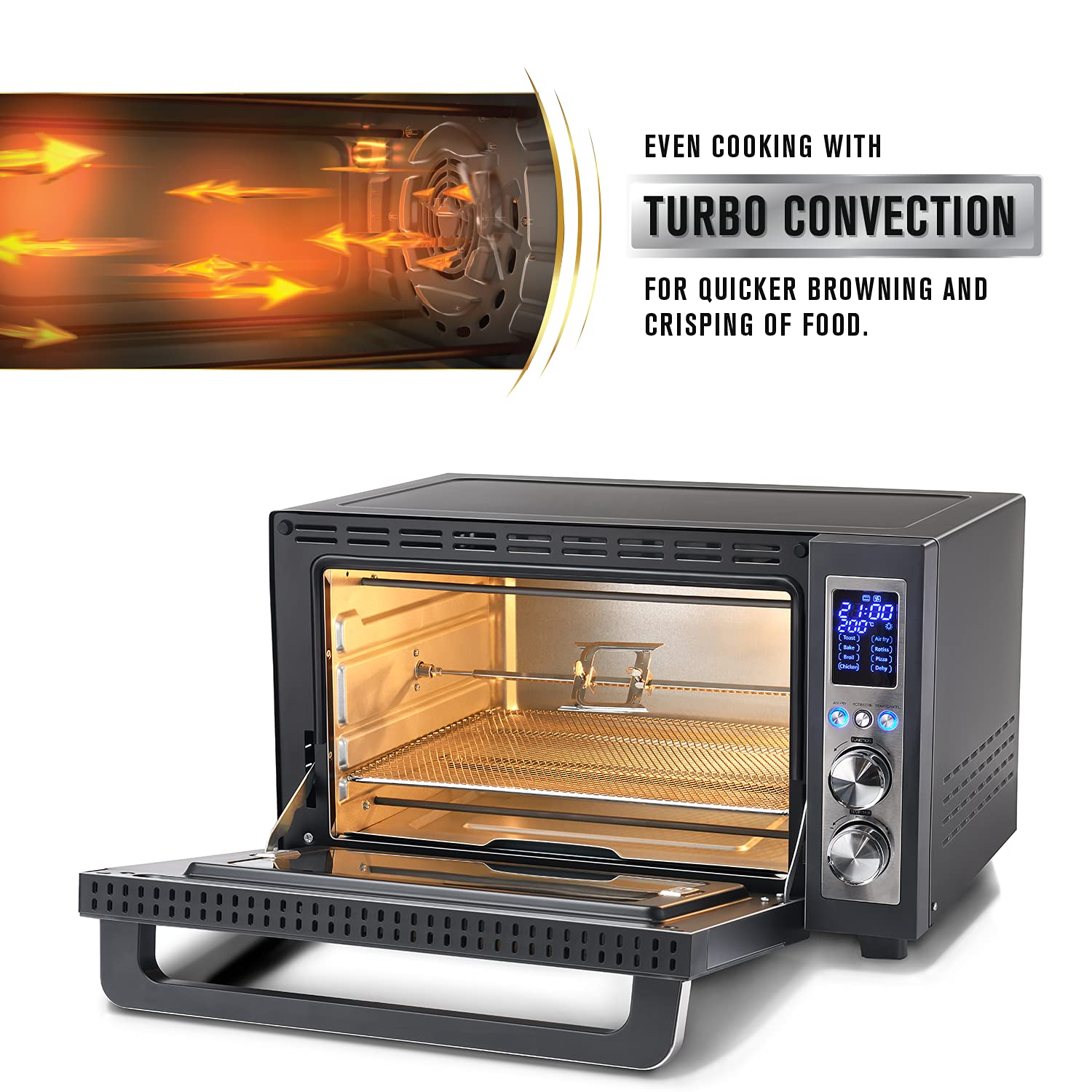 Usha CALYPSO Digital Air Fryer Oven Toaster Grill (OTG) 30 Litre capacity All in one- Air Fry, Bake, Dehydrate, Toast, Broil | Digital Display | 8 Cooking Options, 8 accessories |2 Yrs Warran