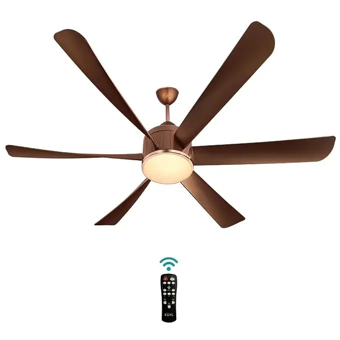 KUHL Platin D16 Stylish BLDC Fan | Low Power 30W | High Air Flow | 6 Aerodynamic ABS Blades | Low Noise | Down Light | 1200 mm sweep | Operate on Remote-Mobile-Alexa | Reverse Mode |5 Star Rated Brown