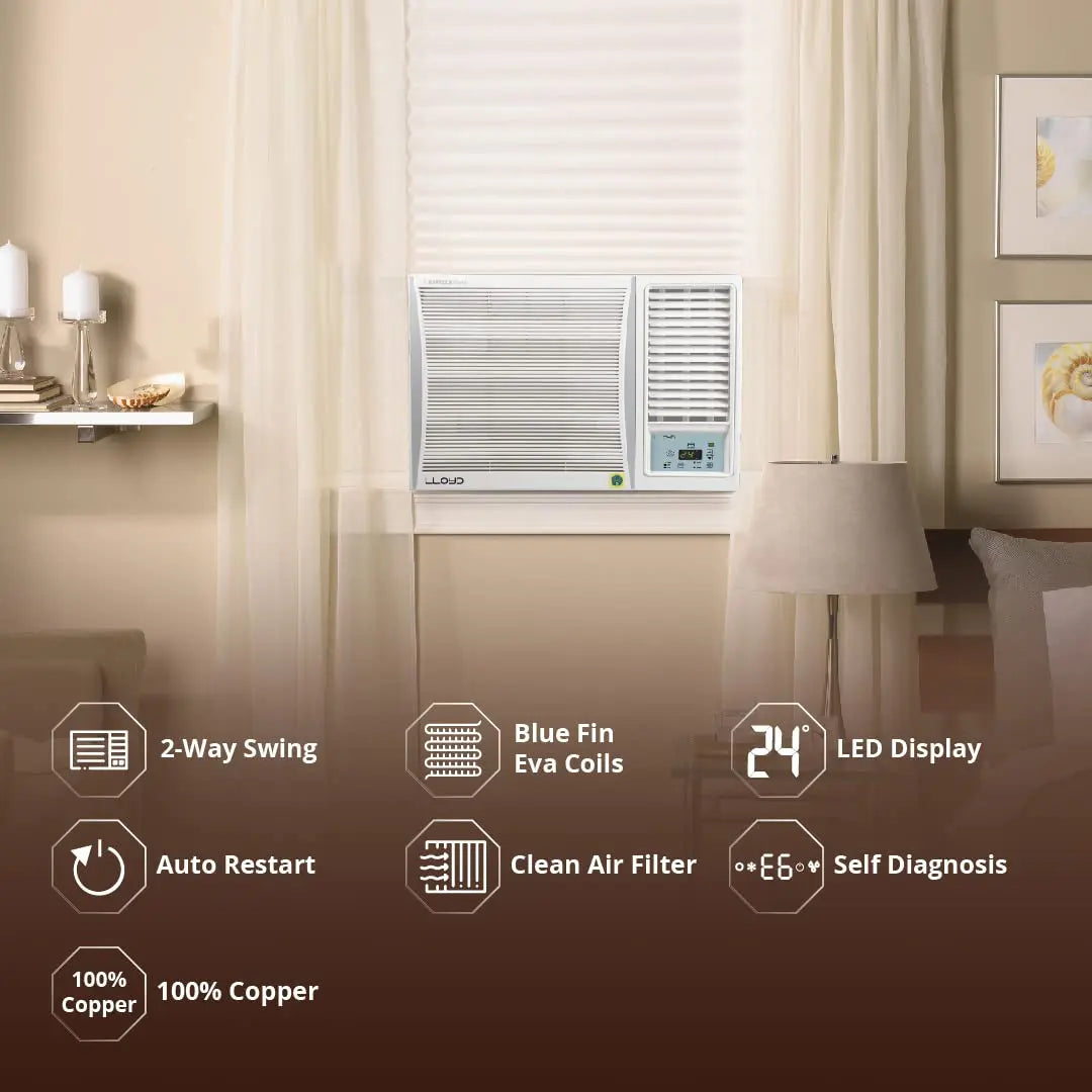 Lloyd 1.5 Ton 5 Star Window AC (Copper, 2023 Model, White, GLW18C5XWGMR)
