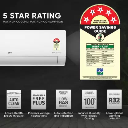 LG AI கன்வெர்ட்டிபிள் 6-இன்-1 கூலிங் 2023 மாடல் 1 டன் 5 ஸ்டார் ஸ்பிளிட் AI (RS-Q14ENZE, காப்பர் கண்டன்சர்)