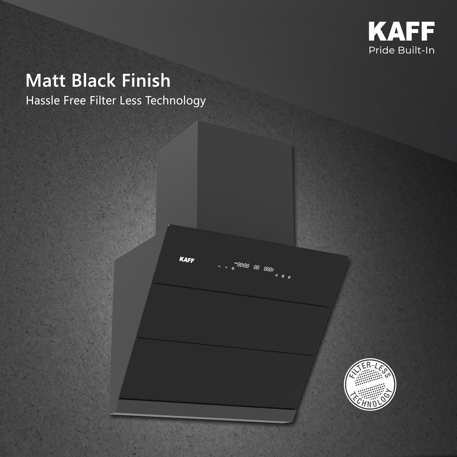 KAFF ALBURY DC 60 (BLDC Motor) Filter-less Smart Auto Clean Slant Kitchen Chimney 60 CM - 1280 m3/hr Suction
