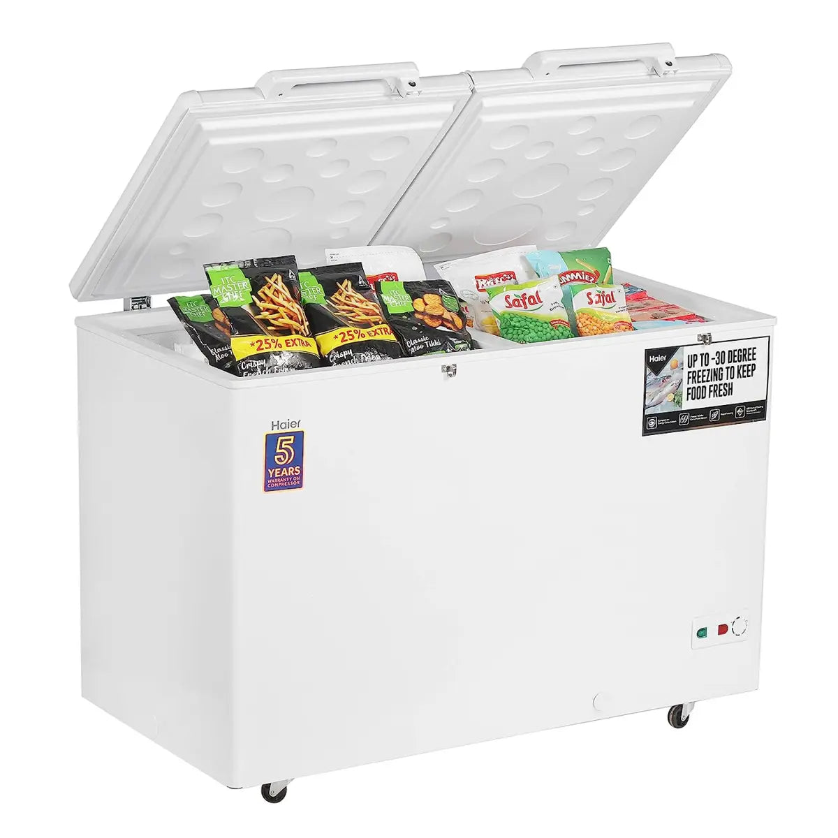 Haier HCC400HC - Double Door Hard Top Deep Freezer, Convertible, Net Storage Volume 379 liters, White