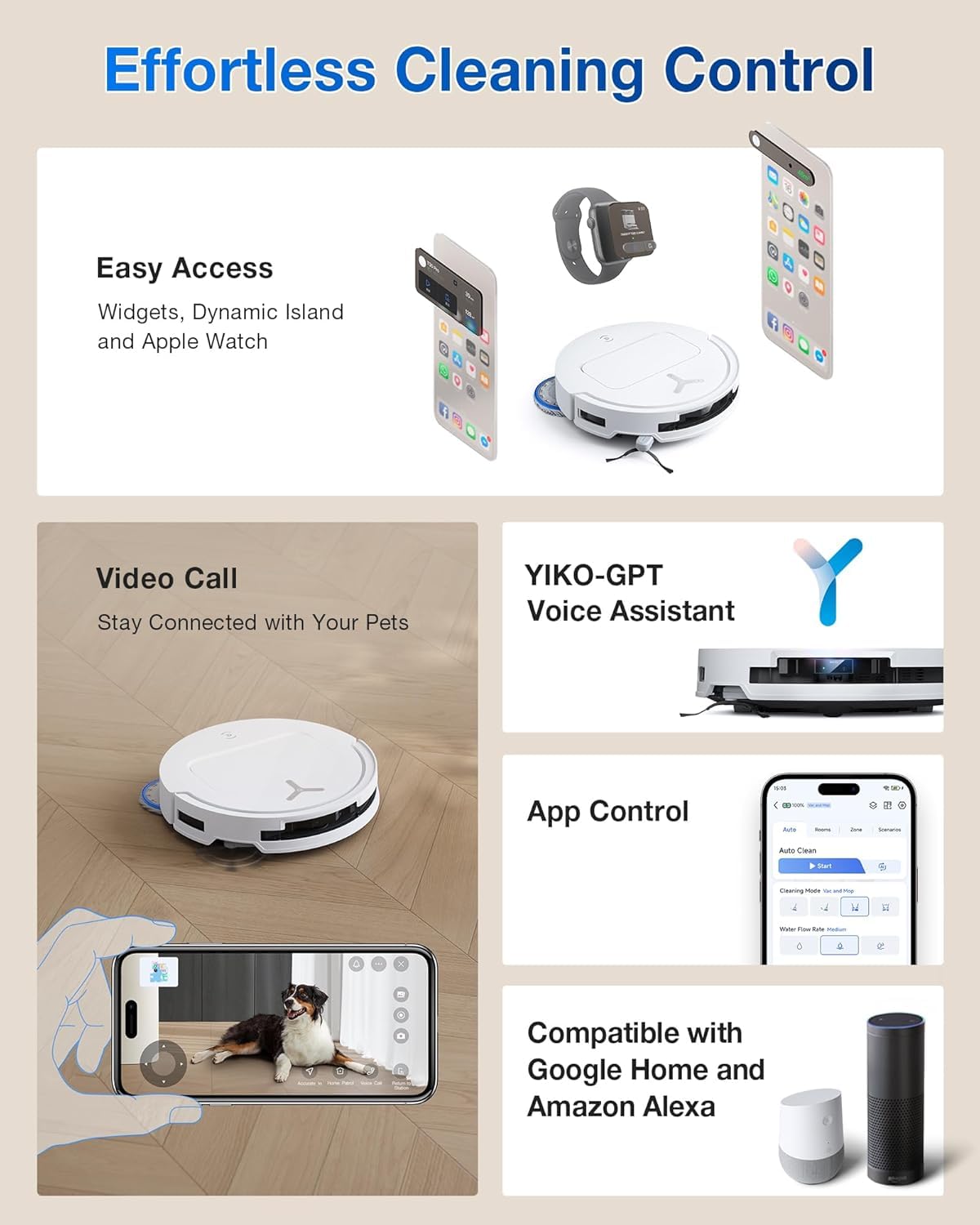 ECOVACS Deebot T50 PRO: 2-in-1 Robot Vacuum & Mop, 15000 Pa Suction, 6400 Mah Auto Wash