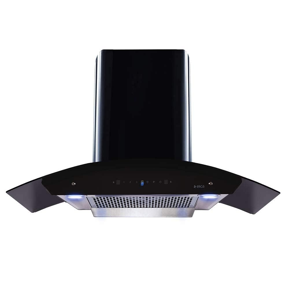 Elica 90 cm 1200 m3/hr Filterless Auto Clean Chimney with Free Kit (WDFL HAC TOUCH 90 MS, Touch + MS Control, Black)