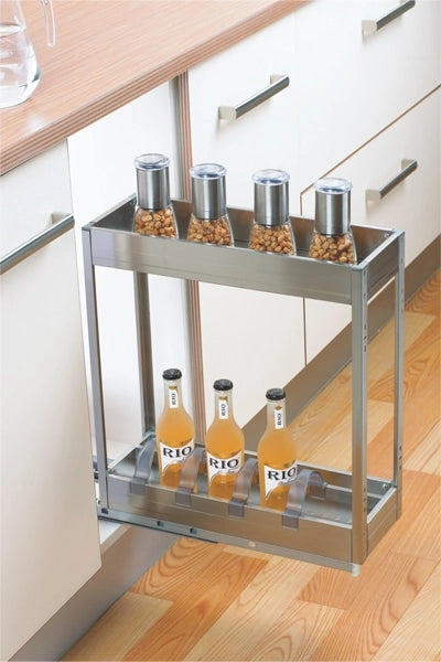 Inox Satin Silent Bottle Pull Out-Shelves