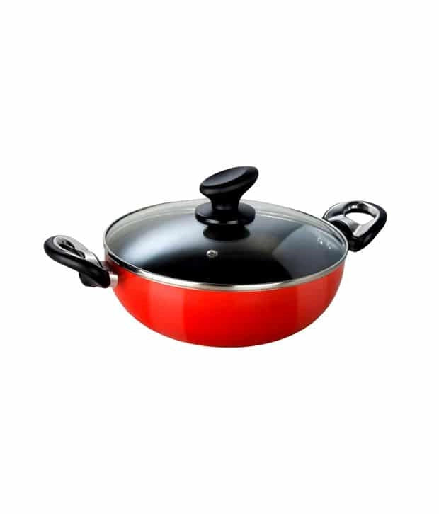 Ramson Non-Stick Induction Kadai - Red 1 Ltr