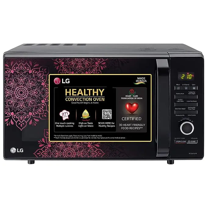 LG 28 L Convection Microwave Oven (MC2887BIUM, Black, Heart Friendly Recipes, 360° Motorised Rotisserie)