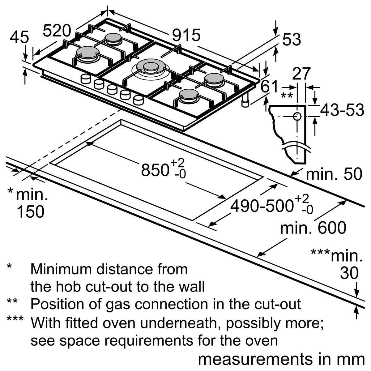 Siemens EC9A5RI90I installation dimensions