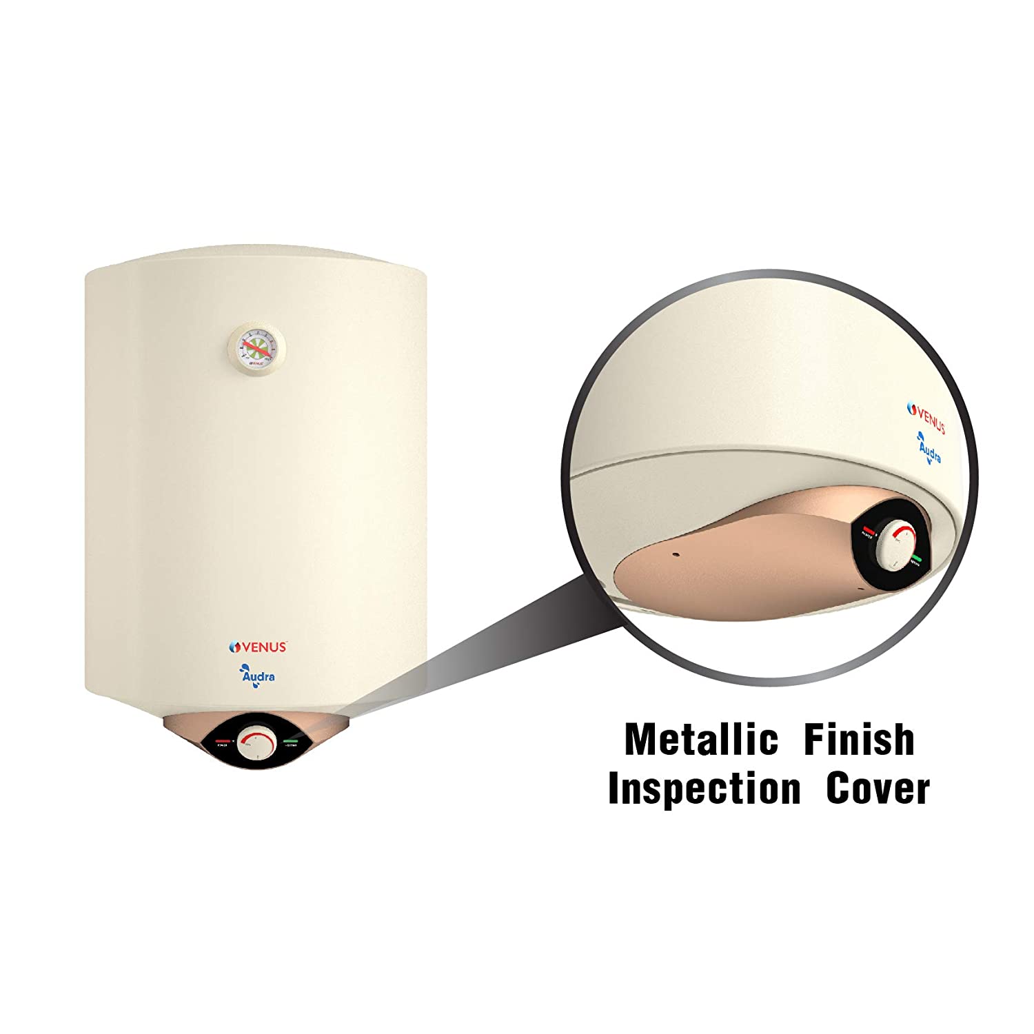 VENUS Audra 10AV 10-Litre (Ivory) Water Heater, Porcelain Enamelled Glass Lined Tank, BEE Star Rating - 5 Stars:ISI ;Free Flexible Hose