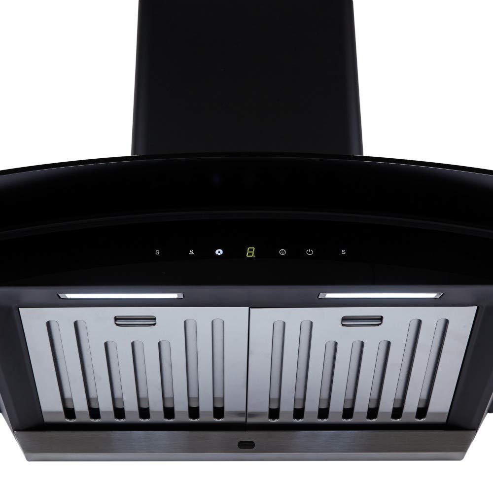 Whirlpool 60 cm 1100 m³/HR Auto-Clean Curved Glass Kitchen Chimney (CG 601 HAC HOOD, Baffle Filter, Touch Control, Black)