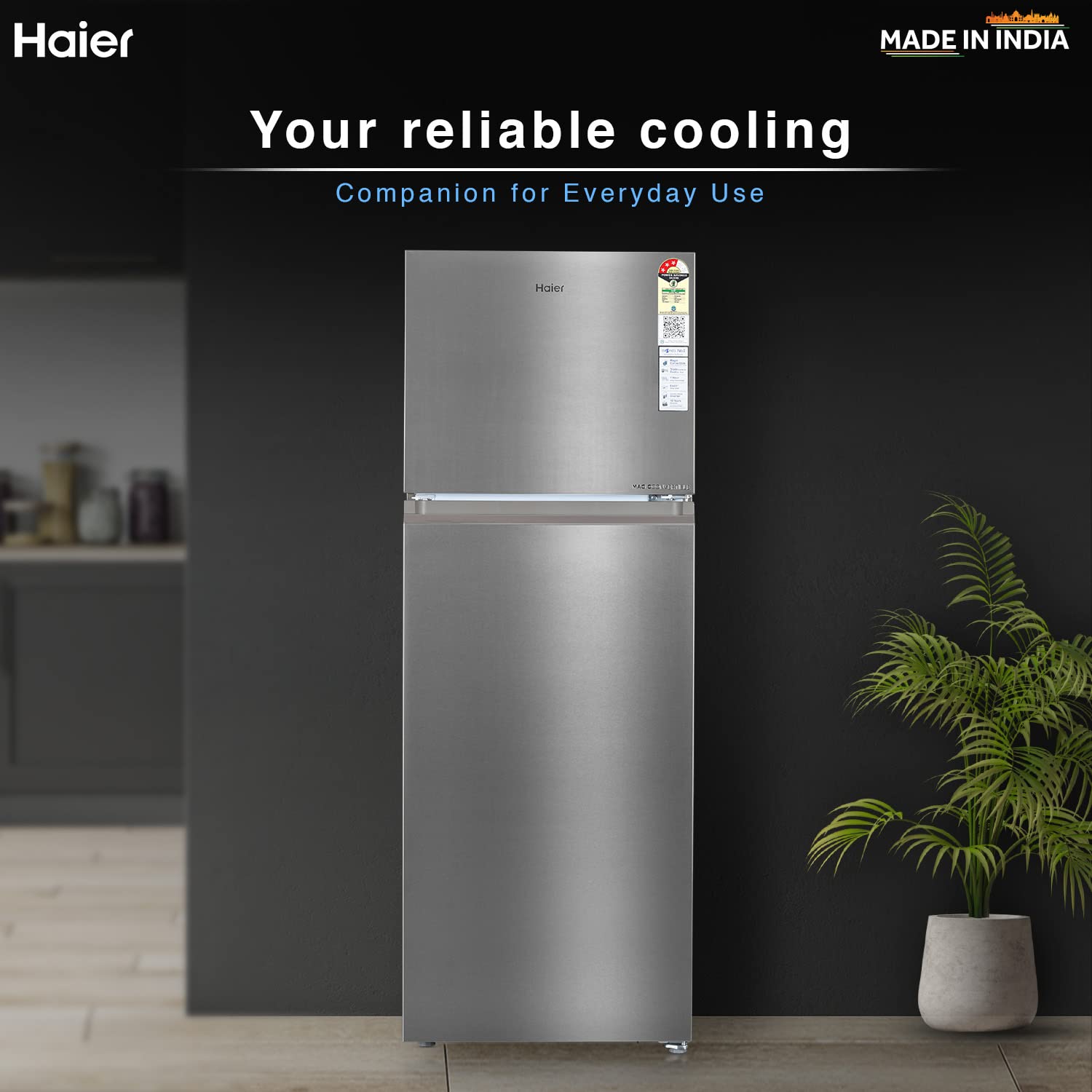 Haier 328L 3 Star Frost Free Inverter Double Door Top Mount Refrigerator (HEF-333TS-P, Inox Steel, Convertible)