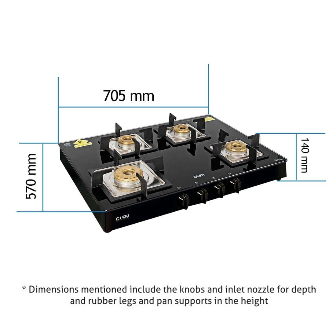 Glen SQ BL Forged Brass 4 Burner Glass Cooktop, Black